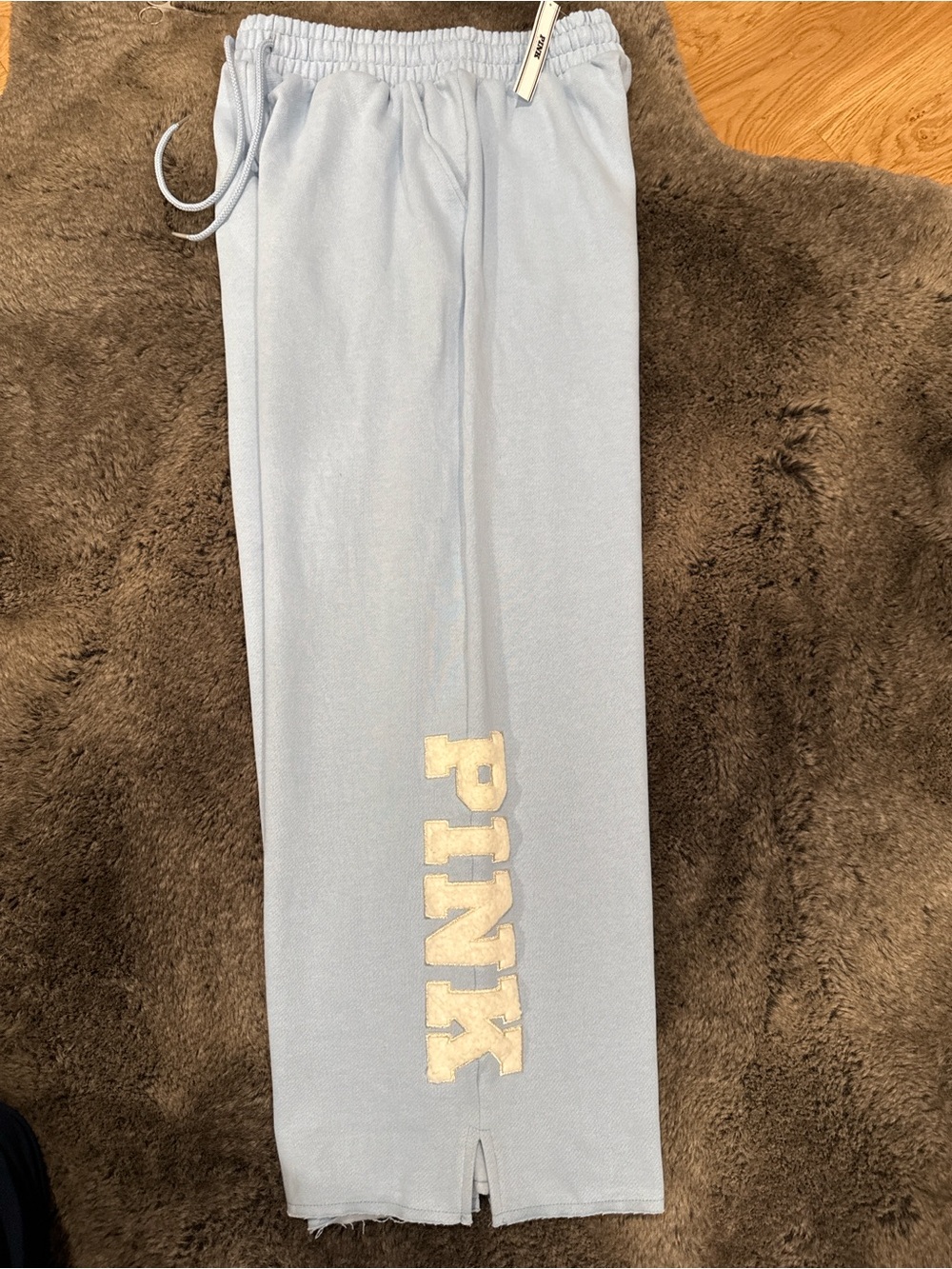 PINK Victoria's Secret Light Blue Lounge Pants with White Logo